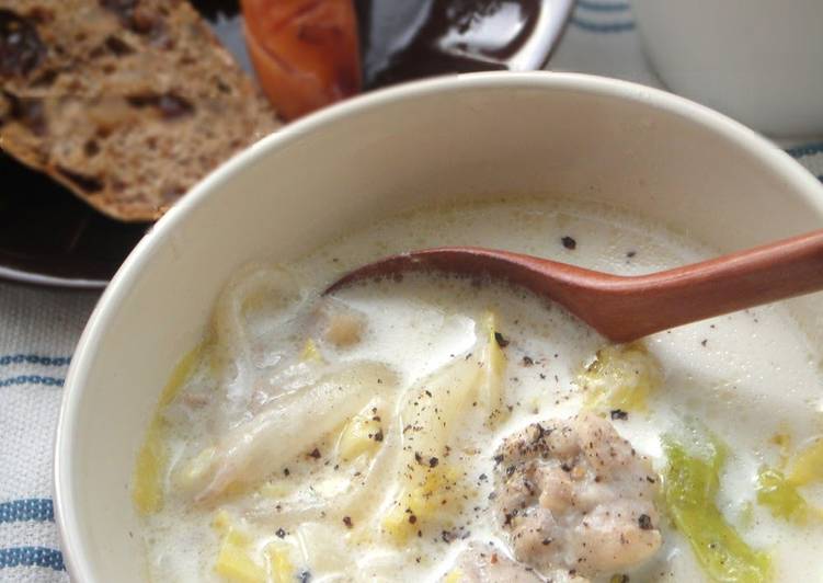 Steps to Prepare Super Quick Homemade Chicken &amp; Spring Cabbage Cream Soup
