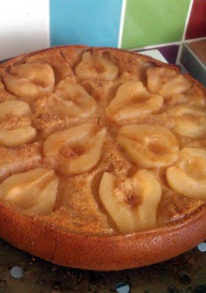 A picture of Vickys Pear and Apple Upside-Down Cake, Dairy, Egg & Soy-Free.