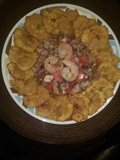 A picture of Octopus and shrimp salad.