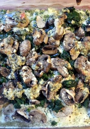 A picture of Tostitos spinach dip loaded fish bake.