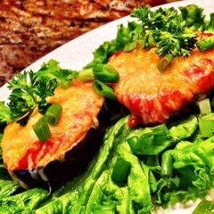 A picture of Eggplant Pizza.