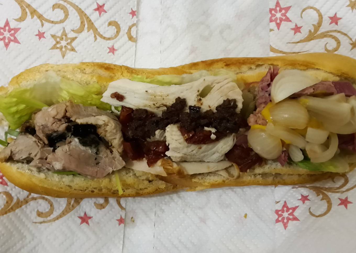 3 way Xmas leftovers sandwich