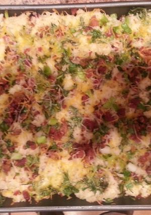 A picture of Fried Rice With Eggs and Bacon Casserole.