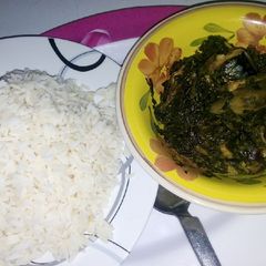 White rice and vegetables soup A picture of White rice and vegetables soup.
