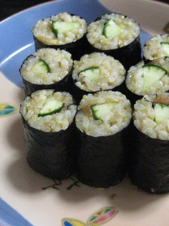 A picture of Macrobiotic: "Fake" Cucumber Sushi Rolls.