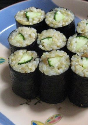 A picture of Macrobiotic: "Fake" Cucumber Sushi Rolls.