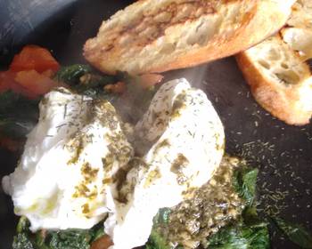 The New Way Make Recipe Pesto Butter Poached Eggs  garlic oil toast Restaurant Style