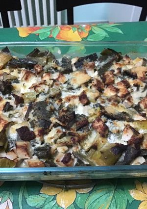 Une photo de Gratin de poireaux au porc et parmesan