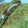 “Torticrepe” de calabacín relleno de jamón serrano y queso de cabra