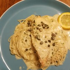 A picture of Lemon parmesan chicken piccata.
