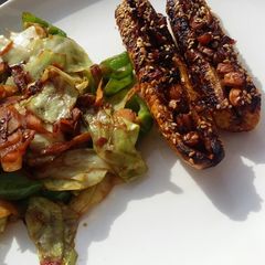 A picture of Baked plantain and cabbage stir fry.
