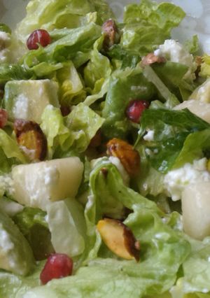 A picture of Vickys Pear & Pomegranate Salad, Gluten, Dairy, Egg & Soy-Free.