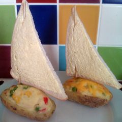 A picture of Vickys Baked Potato Veggie Sail Boats, GF DF EF SF NF.