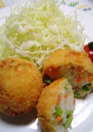 A picture of Broccolini, Tuna and Cheese Spring Colored Croquettes.