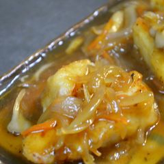 A picture of Sautéed Cod and Tofu with Chinese-Style Ankake Sauce.