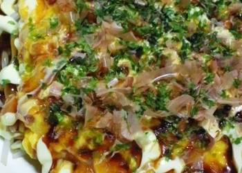 How to Make Appetizing Easy MockOkonomiyaki Savory Japanese Pancake with Bean Sprouts and Eggs