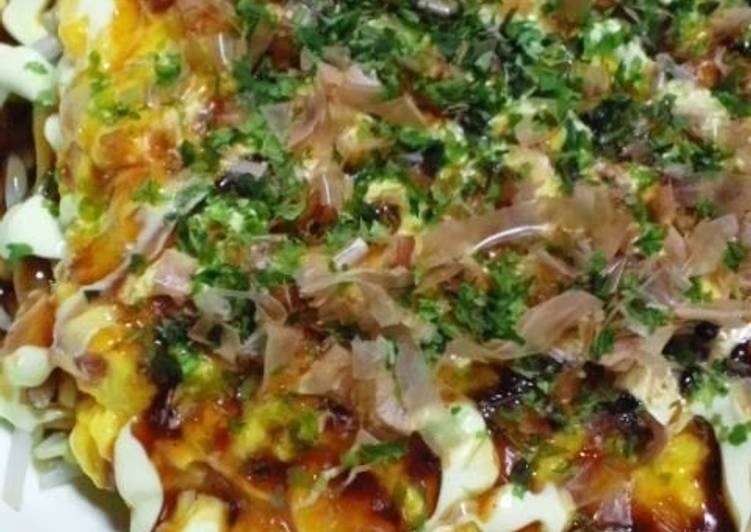 Simple Way to Make Super Quick Easy Mock-Okonomiyaki (Savory Japanese Pancake) with Bean Sprouts and Eggs