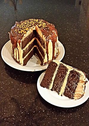 A picture of Chocolate Pumpkin Layer Cake.
