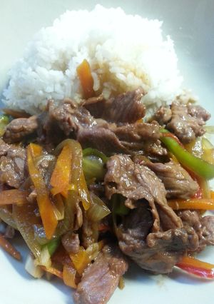 A picture of Japanese sukiyaki beef.