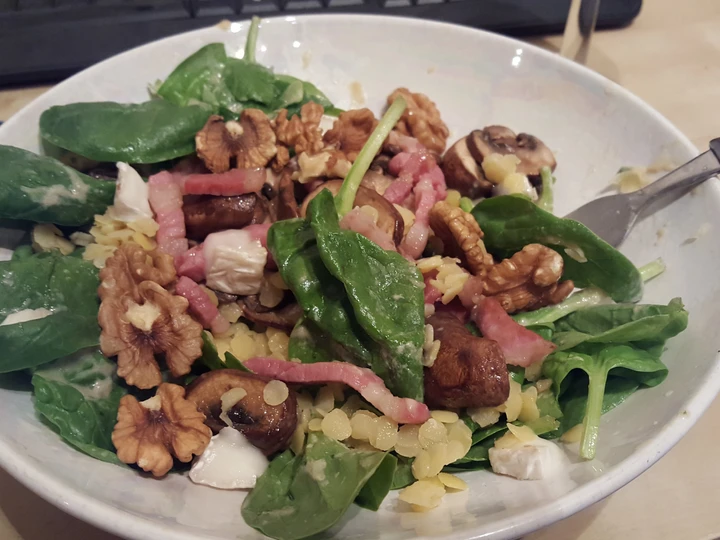 Easy Ways Make|Recipe} Spinach, Bacon, Mushroom and Lentil salad Anti-Fail
