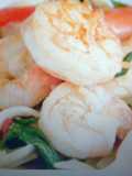 Garlic King Prawns with pak choy and fresh noodles