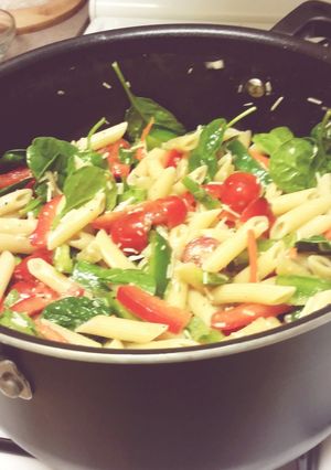 A picture of Veggie pasta salad.