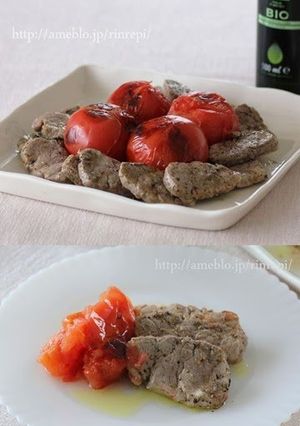 A picture of Simple Sautéed Pork with Grilled Tomatoes.