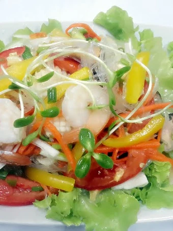 Easy Steps to Make Recipes Seafood and Sunflower Sprouts Salad the Awesome  Delicious.