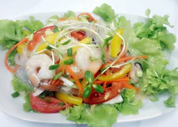 The New Way Prepare Recipe Seafood and Sunflower Sprouts Salad Restaurant Style