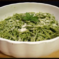 A picture of AMIEs Green Spaghetti.