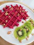 Waffles de espelta, quark e beterraba
