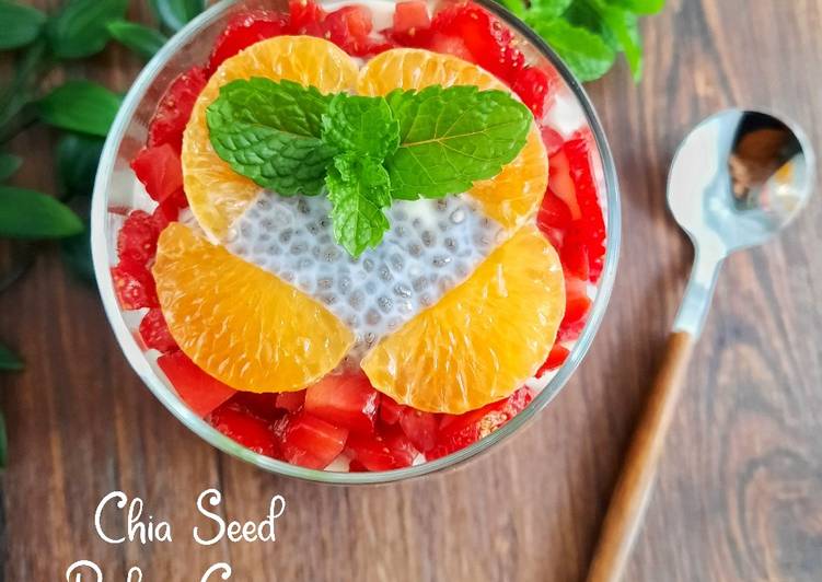 Cara Gampang Membuat Chia Seed Puding Creamy with Fruits Anti Gagal