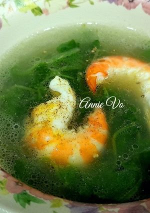 Hình của món Canh rau má nấu tôm nõn.