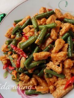 Foto resep Tumis tempe & kacang panjang pedas