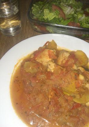 Una foto de Pollo con verduras (para una dieta - apto para diabetes)