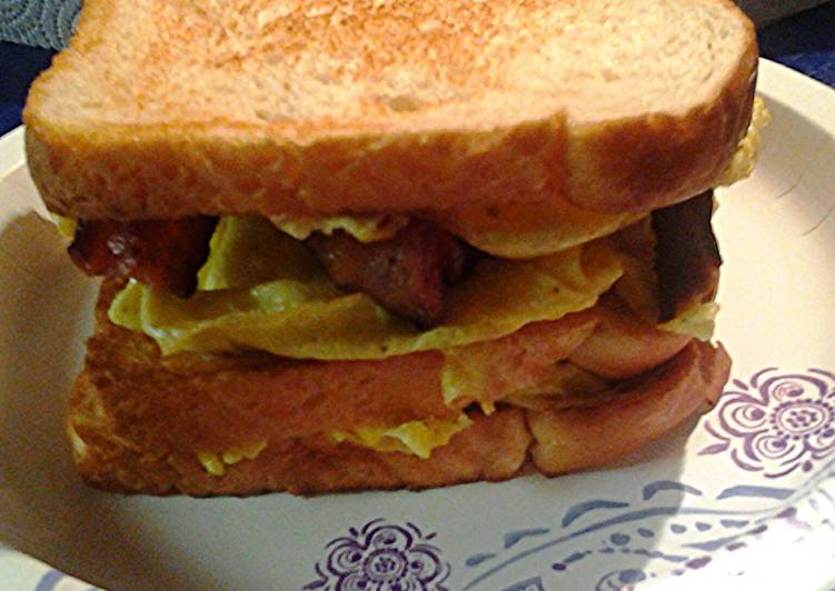 Folded egg and bacon sandwich