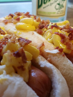 A picture of Bacon Mac & Cheese Dogs.