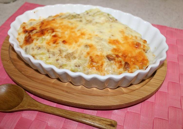 Steps to Make Homemade Gratinéed Rice with Lots of Chinese Cabbage!!!