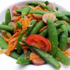 Sugar Snap Pea With Sausage A picture of Sugar Snap Pea With Sausage.
