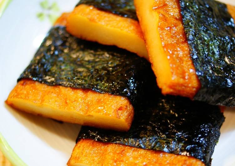 Easy Way to Prepare Perfect Isobe-yaki Fried Satuma-age with Nori Seaweed