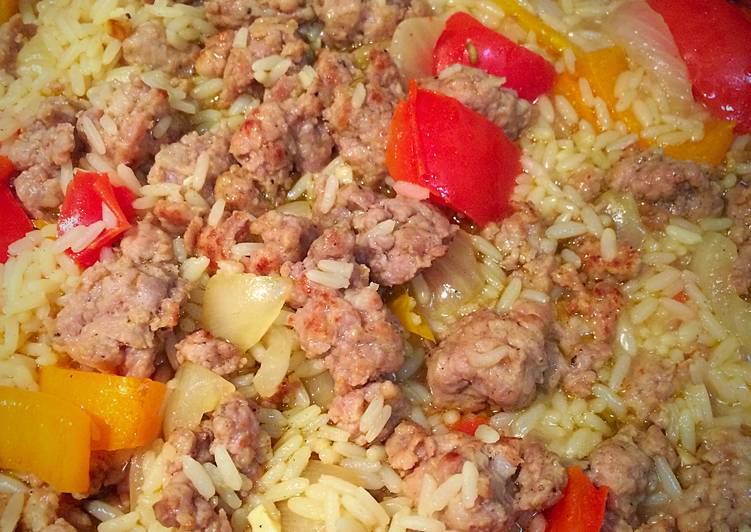 Steps to Make Award-winning Italian Sausage And Peppers With Rice