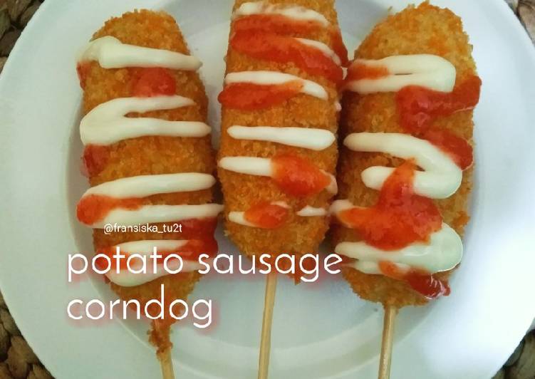 Potato sausage corndog