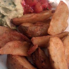 A picture of Vickys Chilli & Lime Potato Wedges with Cheese, Gluten, Dairy, Egg & Soy-Free.