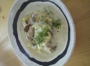 A picture of sausages potato
