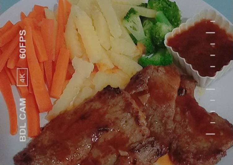 Resep Beef steak teflon, Bisa Manjain Lidah