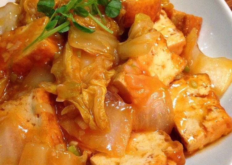 "Shrimp" in Chili Sauce with Atsuage and Chinese Cabbage