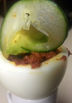 A picture of breakfast boiled egg, spanish style.