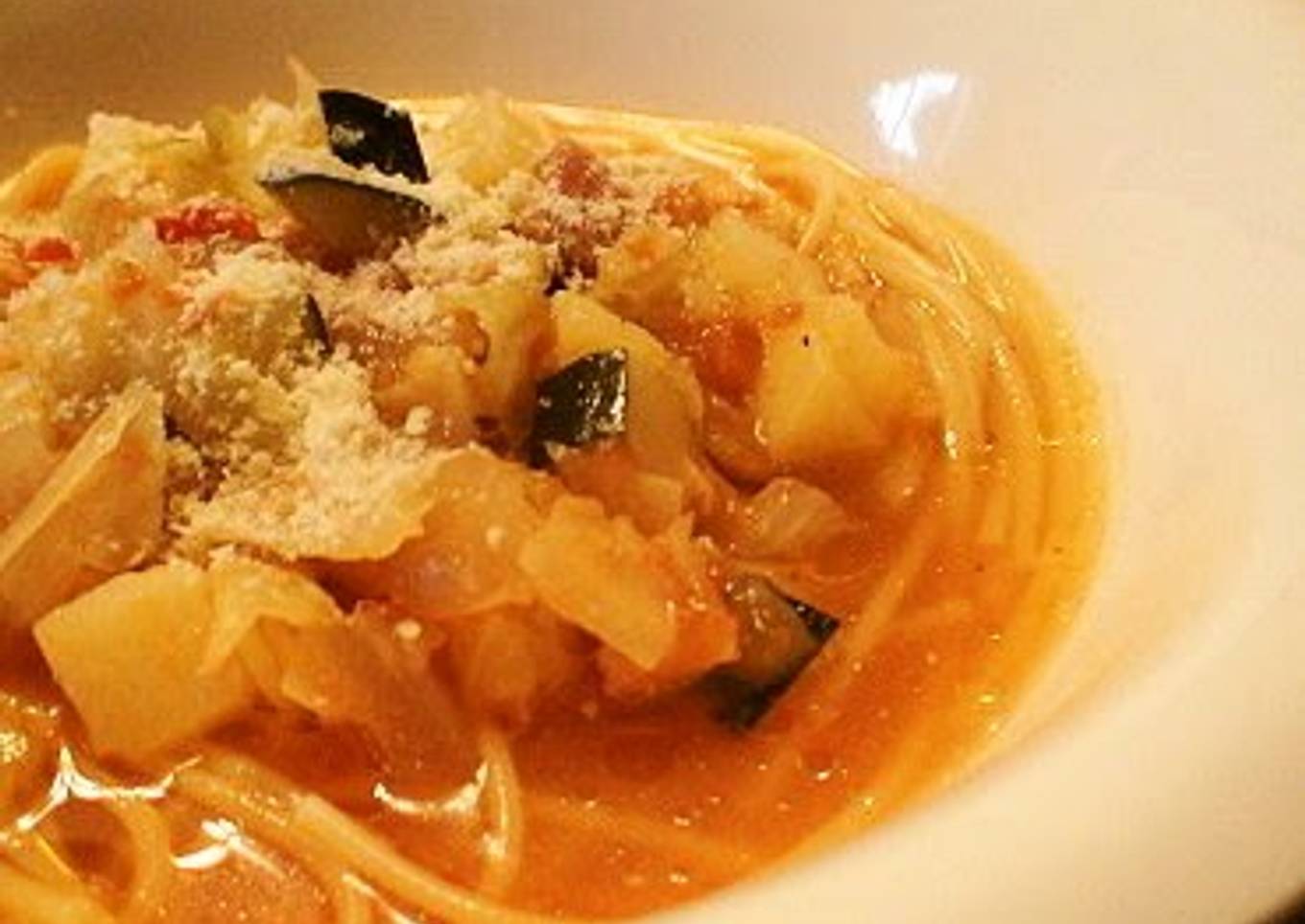 Chilled Soup Pasta with Minestrone Soup