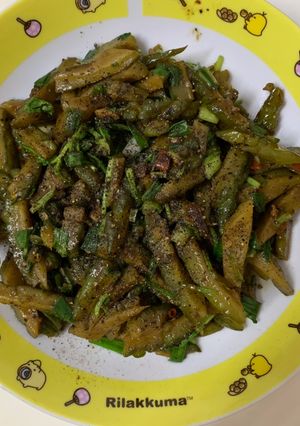 Hình của món Khổ qua kho tiêu “ kho chay”.