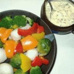 A picture of Japanese-Style Tartar Sauce on Warm Salad.